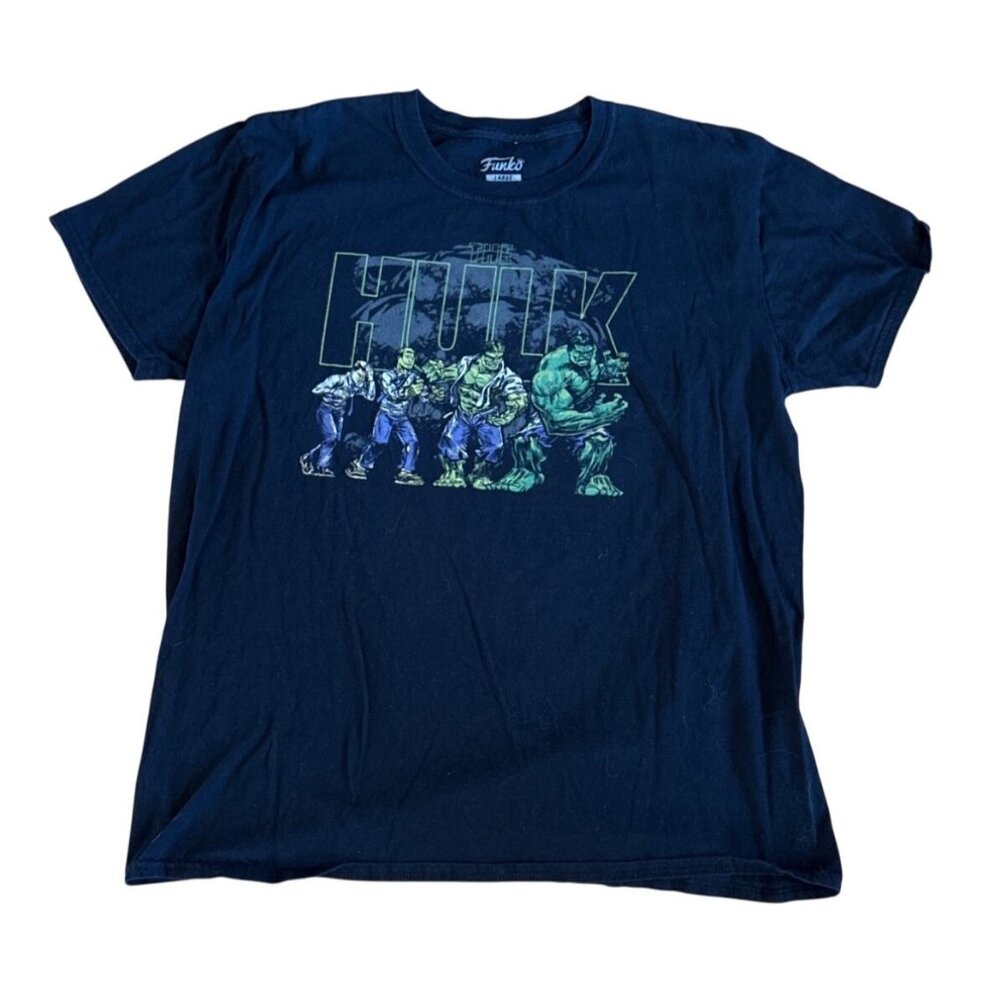 Funko Hulk Evolution Shirt Marvel Large Short Sleeve Black 100% Cotton Graphic